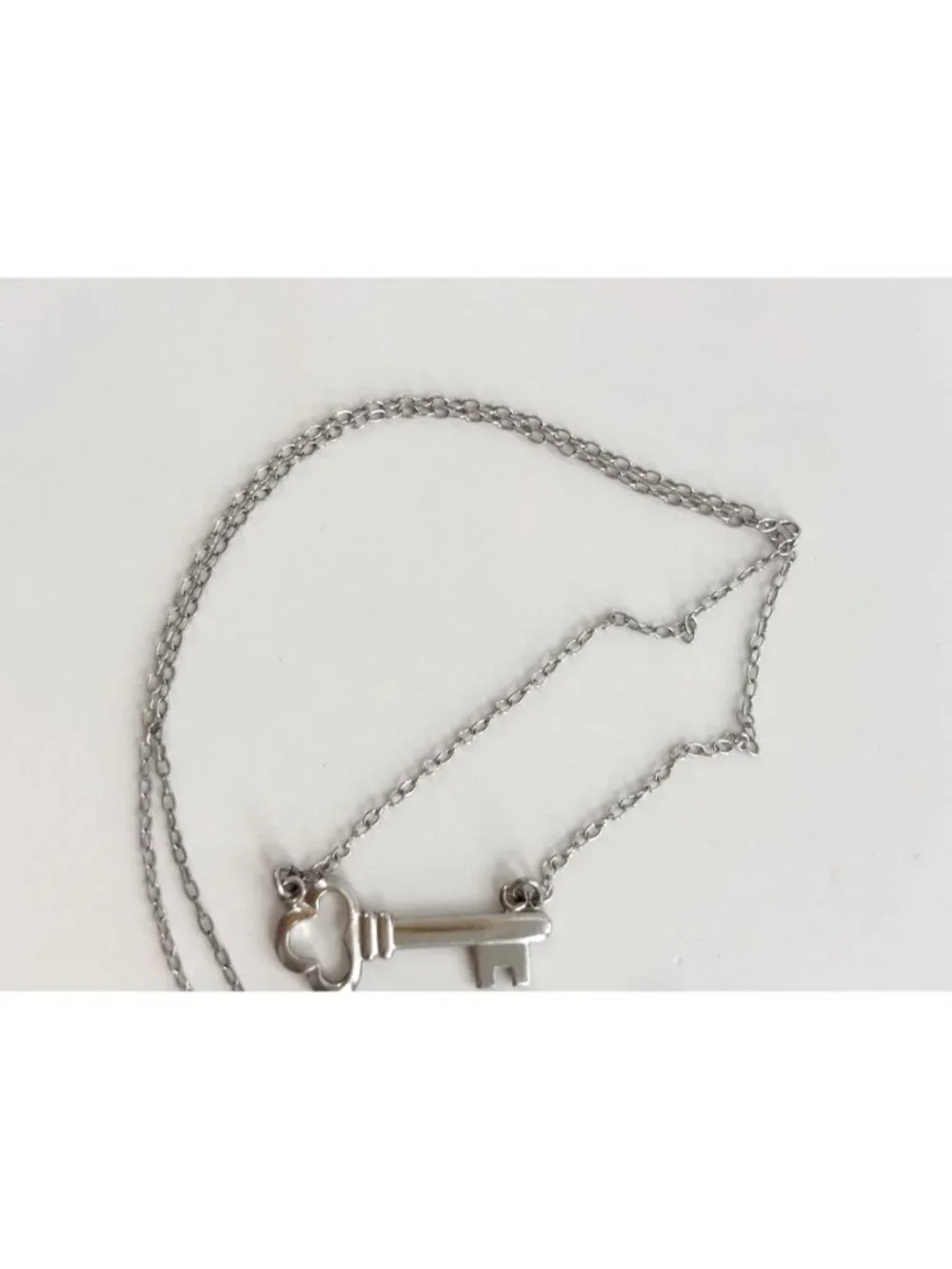 Antique Key 12k Gold Filled Sterling Silver 925 Vintage Pendant Necklace - 16